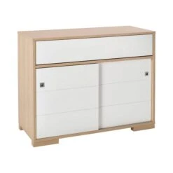Schardt Slide Oak Wickelkommode 2 Schiebetüren MDF Weiß/Vincenza Eiche - Inkl. Wickelaufsatz -Roba || Pinolino Verkaufsgeschäft 05 220 26 02 slide oak wickelkommode ohne aufsatz 2