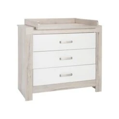 Schardt Nordic Halifax Wickelkommode Weiß/Eiche 3 Schubkästen