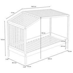 Nature Kid Yuna Hausbett Natur 90 X 200 Cm -Roba || Pinolino Verkaufsgeschäft 100169 hausbett monza sketch 1