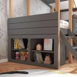 Nature Kid Cory Kinderzimmer Anthrazit 8-teilig Mit Hausbett 90 X 200 Cm, Dach & Schreibtisch -Roba || Pinolino Verkaufsgeschäft 100175 unterstellschrank catania anthrazit ambiente 2k quadrat 1 2