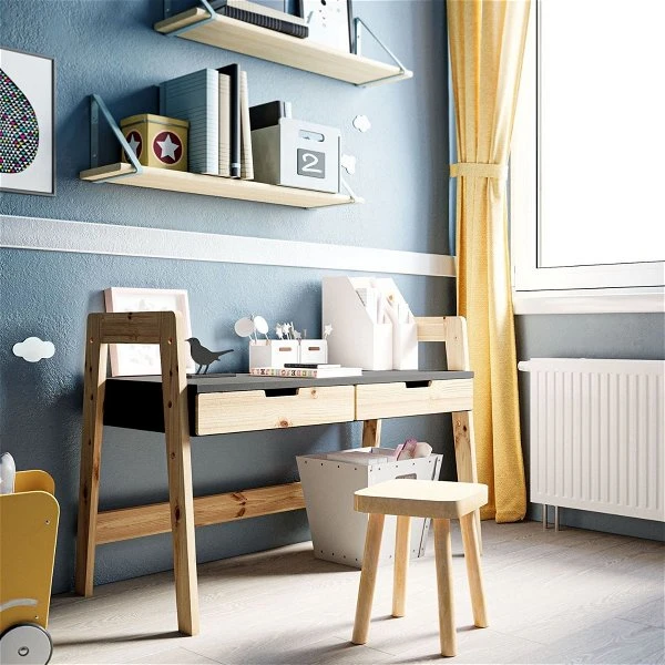 Nature Kid Cory Schreibtisch Anthrazit/natur Höhenverstellbar, Aus Kiefer Und MDF – Bild 3