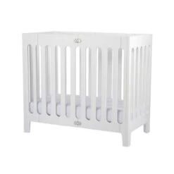 Bloom Alma Mini Babybett - Coconut White Klappbar, Inkl. Rollen