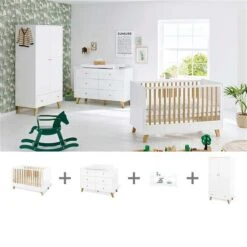 Pinolino Pan Kinderzimmer Extrabreit 2türig Inkl. Wandregal Edelmatt Weiß/Eiche Klar Lackiert