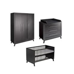 Schardt Miami Black Kinderzimmer Inkl. Umbauseiten Mit 3-türigem Schrank