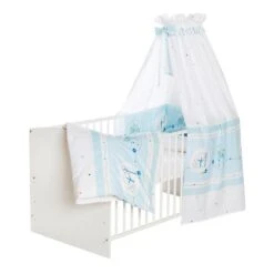 Schardt Birdy Blau Bettset 4- Teilig Mit Bettwäsche, Himmel Und Nestchen