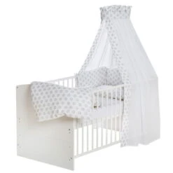 Schardt Circle Star Grau Bettset 4- Teilig Mit Bettwäsche, Himmel Und Nestchen -Roba || Pinolino Verkaufsgeschäft 13 410 764 bettset 4 teilig circle star grau 3