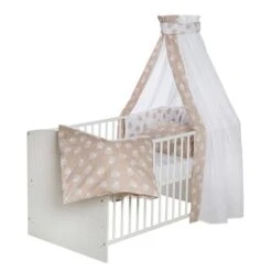 Schardt Schäfchen Beige Bettset 4- Teilig Mit Bettwäsche, Himmel Und Nestchen -Roba || Pinolino Verkaufsgeschäft 13 410 771 bettset 4 teilig schaefchen beige gr 3