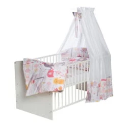 Schardt Pelikan Rosa Bettset 4- Teilig Mit Bettwäsche, Himmel Und Nestchen -Roba || Pinolino Verkaufsgeschäft 13 410 777 bettset 4 teilig pelikan rosa gr 3