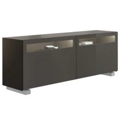 Now! Vision By Hülsta Sideboard 4R 2 Schiebetüren 70,4x211,3x52 - Lack-grau/Lack-Hochglanz-grau