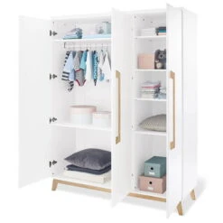 Pinolino Riva Kinderzimmer Extrabreit Groß 3türig Inkl. Wandregal Edelmatt Weiß/Esche Klar Lackiert -Roba || Pinolino Verkaufsgeschäft 143415g 05 13