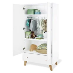 Pinolino Pan Kinderzimmer Extrabreit 2türig Inkl. Wandregal Edelmatt Weiß/Eiche Klar Lackiert -Roba || Pinolino Verkaufsgeschäft 143420 offen