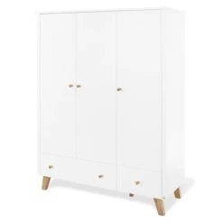 Pinolino Pan Kinderzimmer Extrabreit Groß 3türig Inkl. Wandregal Edelmatt Weiß/Eiche Klar Lackiert -Roba || Pinolino Verkaufsgeschäft 143420g 1