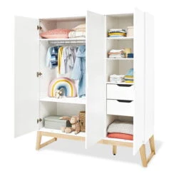 Pinolino Bridge Kinderzimmer Extrabreit Groß - 3T Inkl. Wandregal Weiß/Esche Klar Lackiert -Roba || Pinolino Verkaufsgeschäft 143466g 02 2