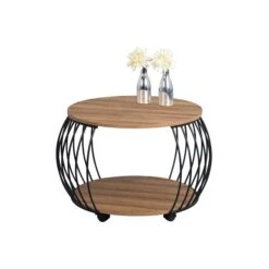 HomeTrends4You Couchtisch Peking 1 Durchmesser 60 Cm | Dekor Eiche Braun