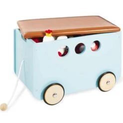 Pinolino Jim Spielzeugkiste Mit Rollen Aus MDF Mint Mit Kunstlederdeckel