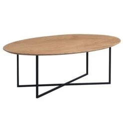 HomeTrends4You Couchtisch Keno 3 Wildeiche Massiv | Gestell Metall Schwarz