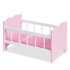 Pinolino Puppenbett Jasmin Komplett, 4-tlg. Rosa Und Weiß Lackiert