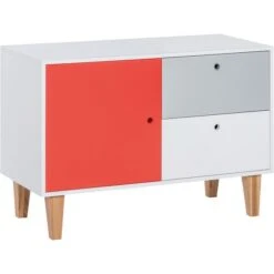 VOX Concept Niedrige Kommode White/red Grey/graphite