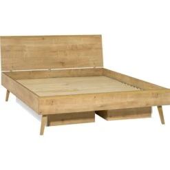 VOX Nature Bett 120x200 Cm Mit Glattem Kopfteil Eiche | Ohne Lattenrost