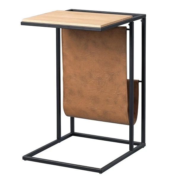 HomeTrends4You Beistelltisch Valentin Wildeiche Massiv Geölt Mit Kunstleder 3 HomeTrends4You Beistelltisch Valentin Wildeiche Massiv Geölt Mit Kunstleder