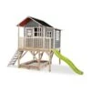 EXIT TOYS EXIT Loft 550 Holzspielhaus - Grau Klares Design - Mit Sandkasten, Rutsche & Anbau
