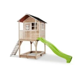 EXIT TOYS EXIT Loft 700 Holzspielhaus - Natur Extra Hoch - Mit Sandkasten, Rutsche & Geländer
