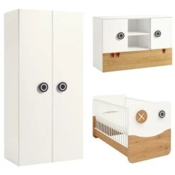 Hülsta Now! Minimo Kinderzimmer 2-türig Schneeweiß/Natureiche Inkl. Wickelaufsatz