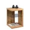 HomeTrends4You Beistelltisch Domingo MDF Dekor Wildeiche Geölt | Sicherheitsglas