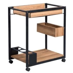 HomeTrends4You Beistelltisch Kuba 2 Dekor Eiche | Metall Schwarz