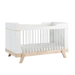 LIFETIME Baby-Juniorbett Weiß/natur 70x140 Cm 3fach Höhenverstellbar - Umbaubar Zum Juniorbett