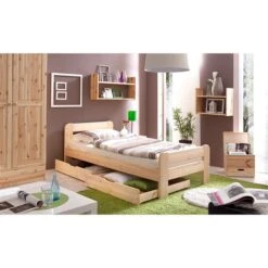 Ticaa Bert Einzelbett Kiefer Natur 100 X 200 Cm Massivholz