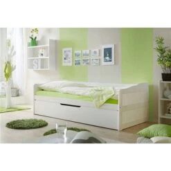 Ticaa Marianne Sofabett Mit Auszug Weiß Massivholz - 90 X 200 Cm