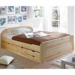Ticaa Erna Schubkastenbett Natur 140 X 200 Cm Massivholz