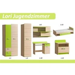 Ticaa Lori Jugendzimmer 6-teilig Grün Komplettzimmer