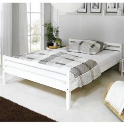 Ticaa Nadine Einzelbett Kiefer Weiß 140 X 200 Cm Massivholz