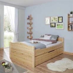 Ticaa Einzelbett Leni Mit Zusatzbett Massivholz - 120x200 Cm
