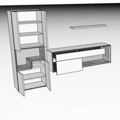 Hülsta Tetrim Wohnwand 1 - Lack-Ausführung Vitrine, Sideboard & Wandbord -Roba || Pinolino Verkaufsgeschäft 980003
