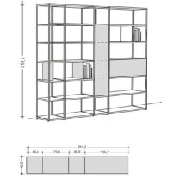 Now! Vision By Hülsta Kombination 9 213x254x42 Lack-weiß -Roba || Pinolino Verkaufsgeschäft 980009 strichzeichnung 3