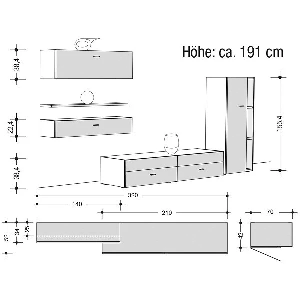 Now! No.14 By Hülsta Kombination 15 191x390x52 Kernnussbaum/Lack-weiß/Lack-Hochglanz-weiß 4 Now! No.14 By Hülsta Kombination 15 191x390x52 Kernnussbaum/Lack-weiß/Lack-Hochglanz-weiß – Bild 2