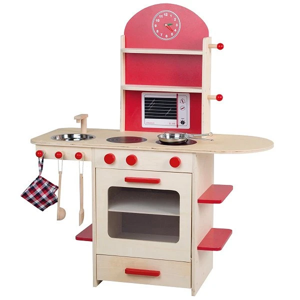 Roba Spielküche Natur/rot Mit Herd, Spüle, Wasserhahn & Regal 3 Roba Spielküche Natur/rot Mit Herd, Spüle, Wasserhahn & Regal