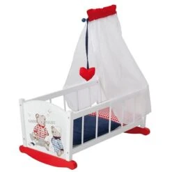 Roba Puppenwiege Teddy College Inkl. Textiler Ausstattung, Bettwäsche & Himmel