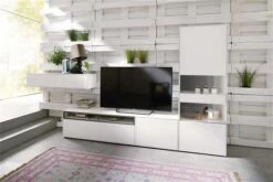 Now! By Hülsta Easy Wohnwand Lack-hellgrau 181x350x45 4-teilig