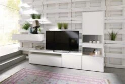 Now! By Hülsta Easy Wohnwand Lack-reinweiß 181x350x45 Mit Media-Lowboard - 4-teilig