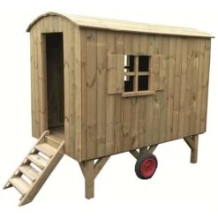 Müller & Herber Bauwagen Mit Treppe & Sitzbank Kiefernholz