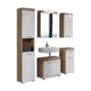 Trendteam Amanda Badmöbel 163x190x34 Cm 5-teilig Weiß / Asteiche