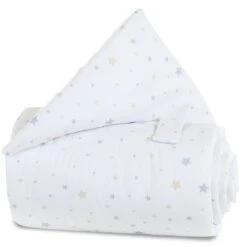 Babybay Gitterschutz Für Verschlussgitter Piqué Weiß, Mit Sternemix Sand/azurblau