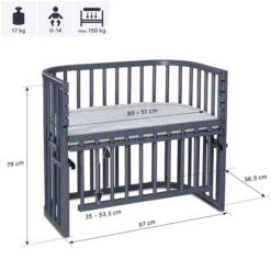 Babybay Maxi Comfort Plus Beistellbett Schiefergrau Lackiert Extra Belüftet -Roba || Pinolino Verkaufsgeschäft babybay maxi comfort plus beistellbett schiefergrau lackiert 190117 006