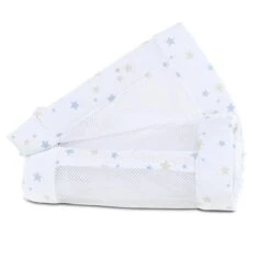 Babybay Nestchen Mesh-Piqué Für Maxi, Boxspring Und Comfort Weiß, Mit Sternemix Sand/azurblau