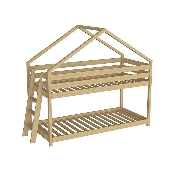 Nature Kid Lara Etagenbett Kiefer Natur Leiter Seitlich, Liegefläche 90 X 200