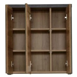 Trendteam Bay Spiegelschrank Schmal Inkl. Beleuchtung Eiche Riviera / Beton -Roba || Pinolino Verkaufsgeschäft bay bd 1693 405 28 frontal geoeffnet freisteller 1